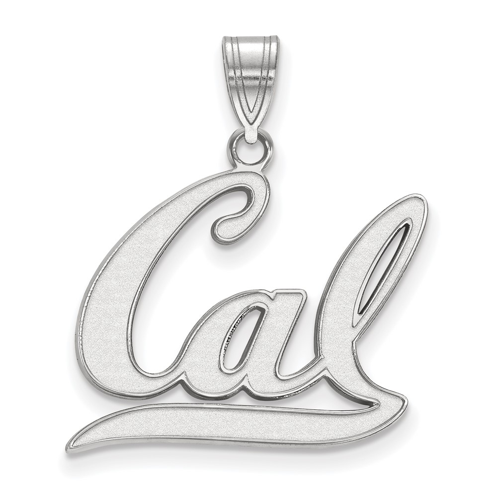 Sterling Silver Rhodium-plated LogoArt University of California Berkeley Large Pendant
