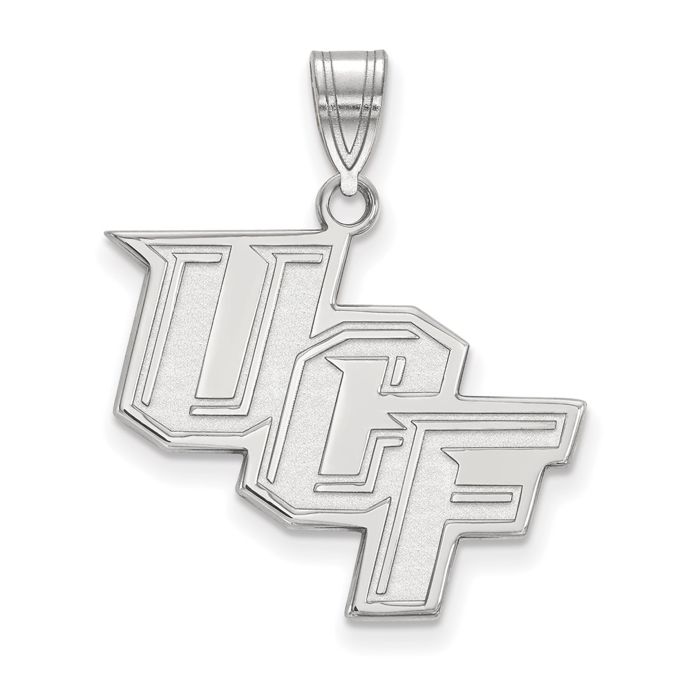 Sterling Silver Rhodium-plated LogoArt University of Central Florida U-c-f Large Pendant