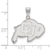 Sterling Silver Rhodium-plated LogoArt University of Colorado Buffalo Large Pendant view 2