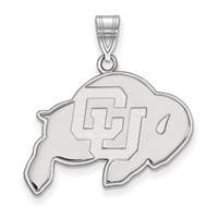 Sterling Silver Rhodium-plated LogoArt University of Colorado Buffalo Large Pendant view 1