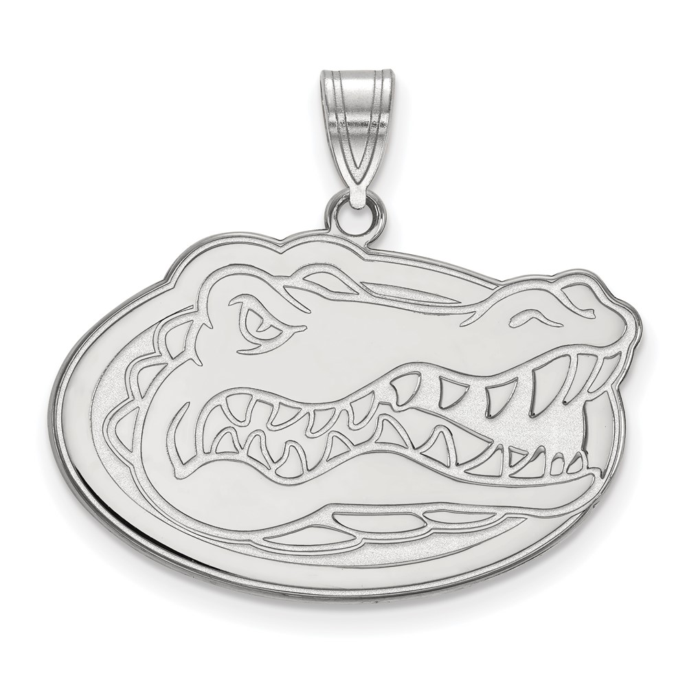 Sterling Silver Rhodium-plated LogoArt University of Florida Gator Large Pendant