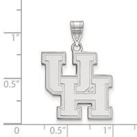 Sterling Silver Rhodium-plated LogoArt University of Houston U-h Large Pendant view 2