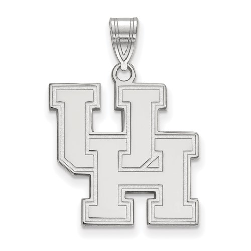 Sterling Silver Rhodium-plated LogoArt University of Houston U-h Large Pendant