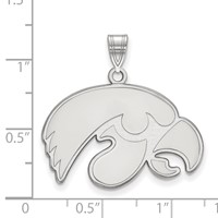 Sterling Silver Rhodium-plated LogoArt University of Iowa Hawk Large Pendant view 2