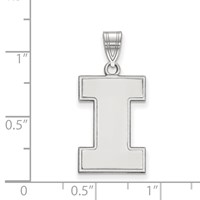 Sterling Silver Rhodium-plated LogoArt University of Illinois Letter I Large Pendant view 2