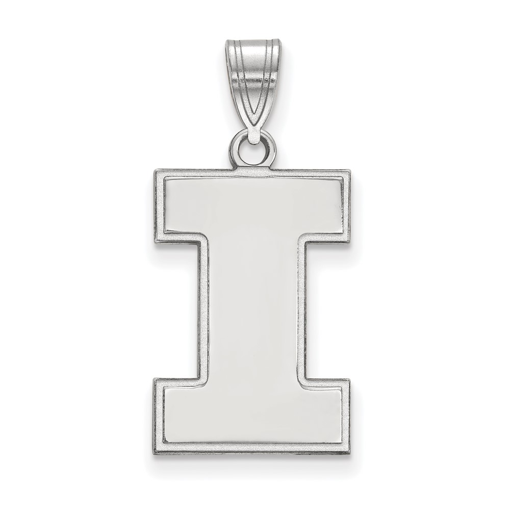 Sterling Silver Rhodium-plated LogoArt University of Illinois Letter I Large Pendant