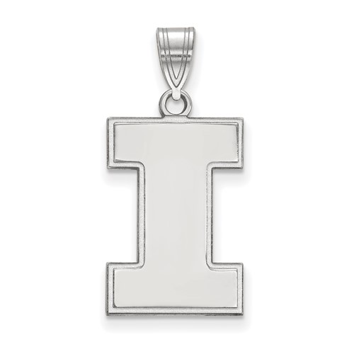 Sterling Silver Rhodium-plated LogoArt University of Illinois Letter I Large Pendant