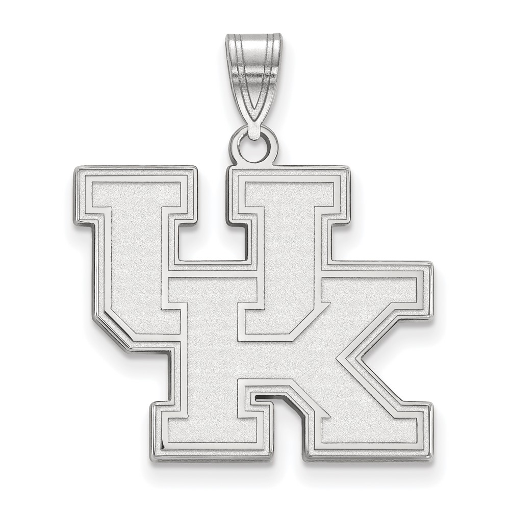 Sterling Silver Rhodium-plated LogoArt University of Kentucky U-k Large Pendant