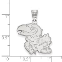 Sterling Silver Rhodium-plated LogoArt University of Kansas Jayhawk Large Pendant view 2