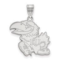 Sterling Silver Rhodium-plated LogoArt University of Kansas Jayhawk Large Pendant view 1