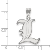 Sterling Silver Rhodium-plated LogoArt University of Louisville Letter L Large Pendant view 2
