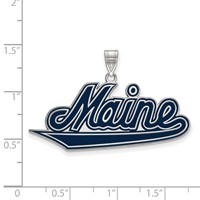 Sterling Silver Rhodium-plated LogoArt University of Maine Extra Large Enameled Pendant view 2