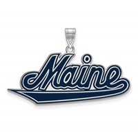 Sterling Silver Rhodium-plated LogoArt University of Maine Extra Large Enameled Pendant view 1