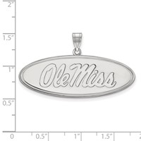 Sterling Silver Rhodium-plated LogoArt University of Mississippi Ole Miss Large Oval Pendant view 2