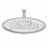 Sterling Silver Rhodium-plated LogoArt University of Mississippi Ole Miss Large Oval Pendant view 1