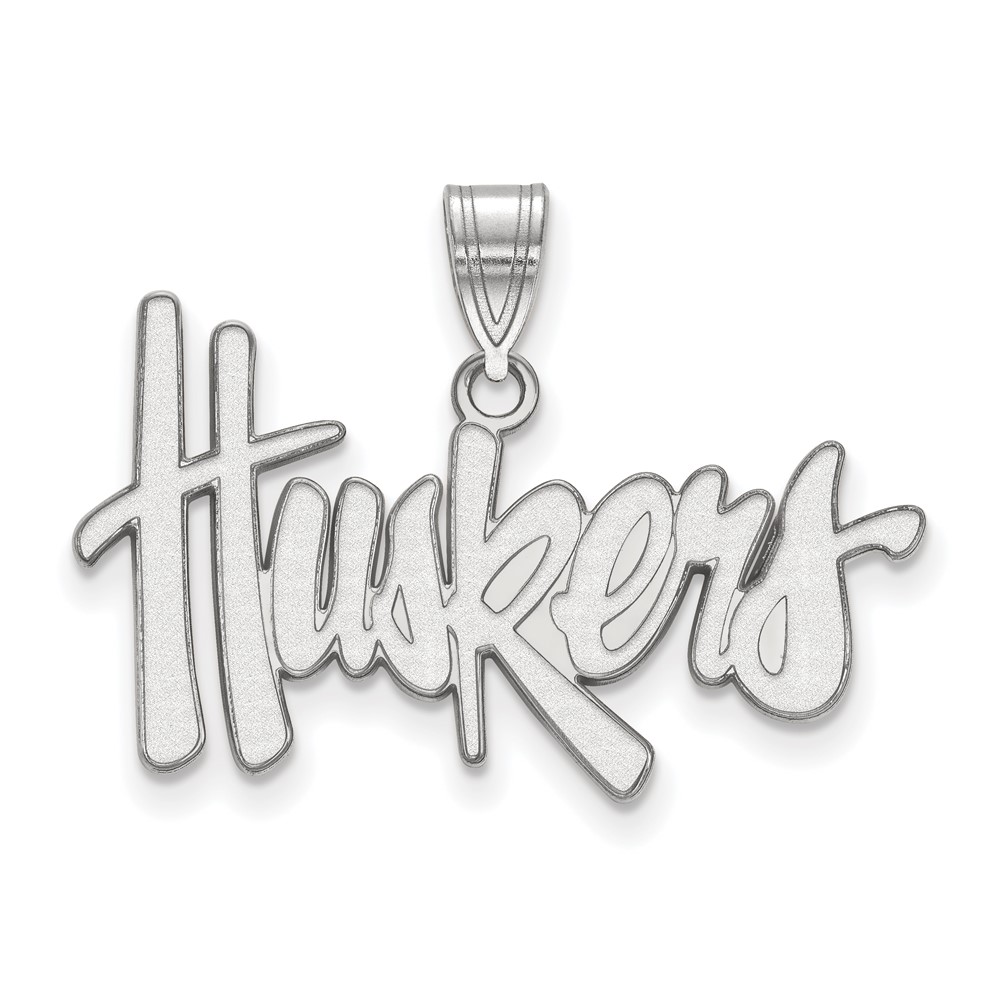 Sterling Silver Rhodium-plated LogoArt University of Nebraska Huskers Large Pendant