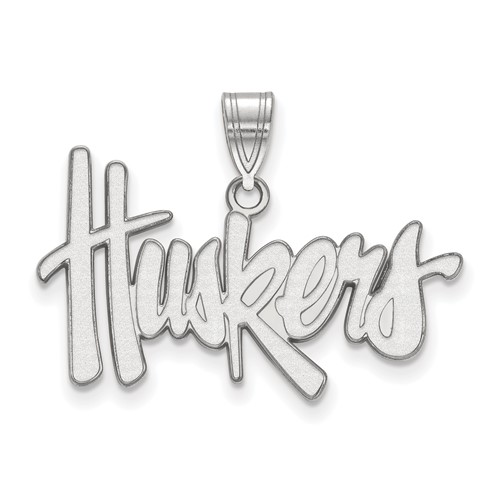 Sterling Silver Rhodium-plated LogoArt University of Nebraska Huskers Large Pendant