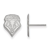 Sterling Silver Rhodium-plated LogoArt University of New Mexico Lobos Small Post Earrings view 1