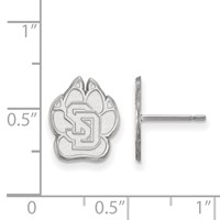 Sterling Silver Rhodium-plated LogoArt University of South Dakota Small Post Earrings view 2
