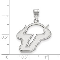 Sterling Silver Rhodium-plated LogoArt University of South Florida Bull Large Pendant view 2