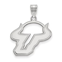 Sterling Silver Rhodium-plated LogoArt University of South Florida Bull Large Pendant view 1