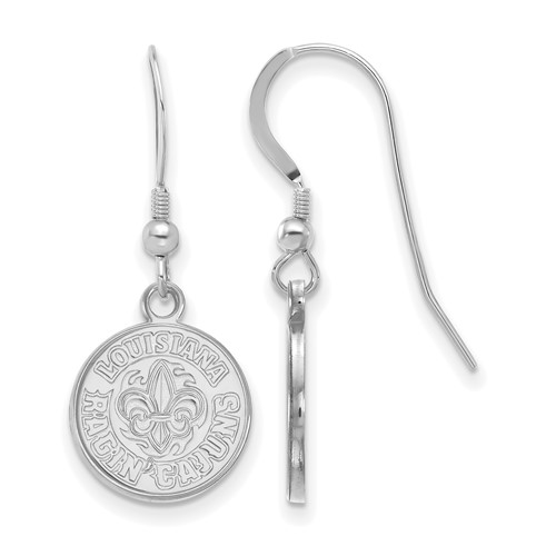 Sterling Silver Rhodium-plated LogoArt University of Louisiana At Lafayette Small Dangle Wire Earrings