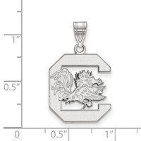 Sterling Silver Rhodium-plated LogoArt University of South Carolina Large Pendant view 2