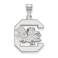 Sterling Silver Rhodium-plated LogoArt University of South Carolina Large Pendant view 1