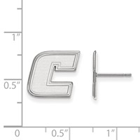 Sterling Silver Rhodium-plated LogoArt University of Tennessee At Chattanooga Letter C Small Post Earrings view 2