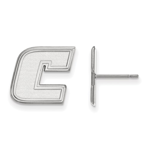 Sterling Silver Rhodium-plated LogoArt University of Tennessee At Chattanooga Letter C Small Post Earrings