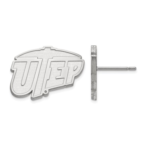 Sterling Silver Rhodium-plated LogoArt University of Texas At El Paso Small Post Earrings