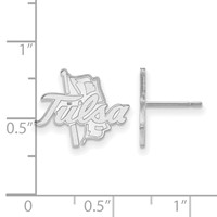 Sterling Silver Rhodium-plated LogoArt University of Tulsa Small Post Earrings view 2