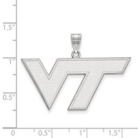 Sterling Silver Rhodium-plated LogoArt Virginia Tech V-t Large Pendant view 2