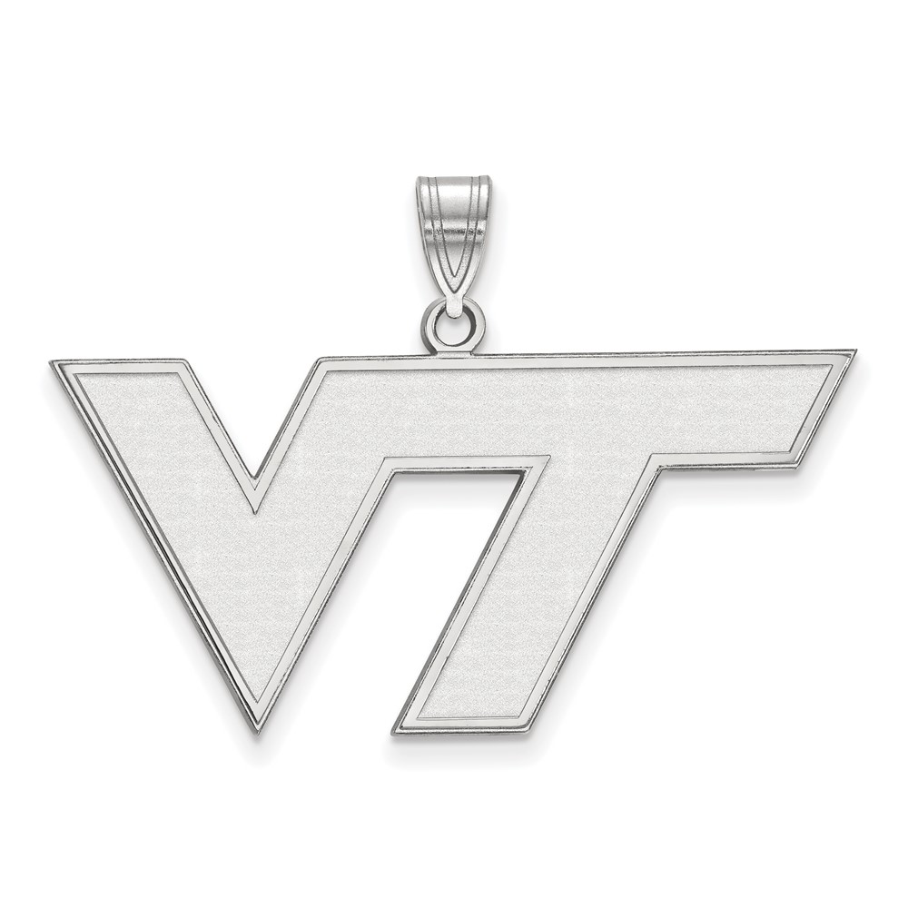 Sterling Silver Rhodium-plated LogoArt Virginia Tech V-t Large Pendant