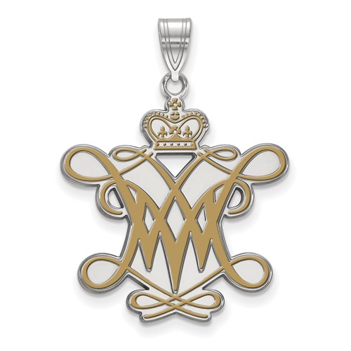 Sterling Silver Rhodium-plated LogoArt College of William and Mary Extra Large Enameled Pendant