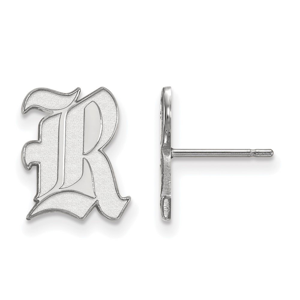 Sterling Silver Rhodium-plated LogoArt Rice University Letter R Small Post Earrings