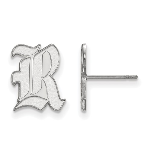 Sterling Silver Rhodium-plated LogoArt Rice University Letter R Small Post Earrings