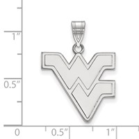 Sterling Silver Rhodium-plated LogoArt West Virginia University W-v Large Pendant view 2