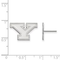 Sterling Silver Rhodium-plated LogoArt Youngstown State University Letter Y Small Post Earrings view 2