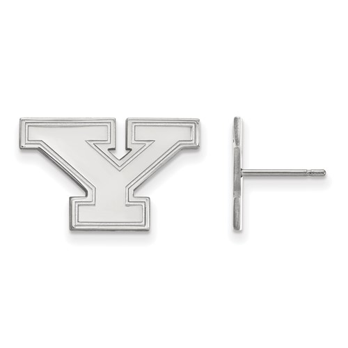 Sterling Silver Rhodium-plated LogoArt Youngstown State University Letter Y Small Post Earrings