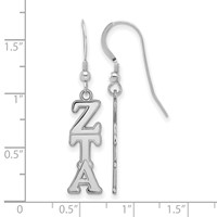 Sterling Silver Rhodium-plated LogoArt Zeta Tau Alpha Sorority Greek Letters Medium Dangle Earrings view 2