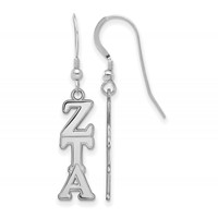 Sterling Silver Rhodium-plated LogoArt Zeta Tau Alpha Sorority Greek Letters Medium Dangle Earrings view 1