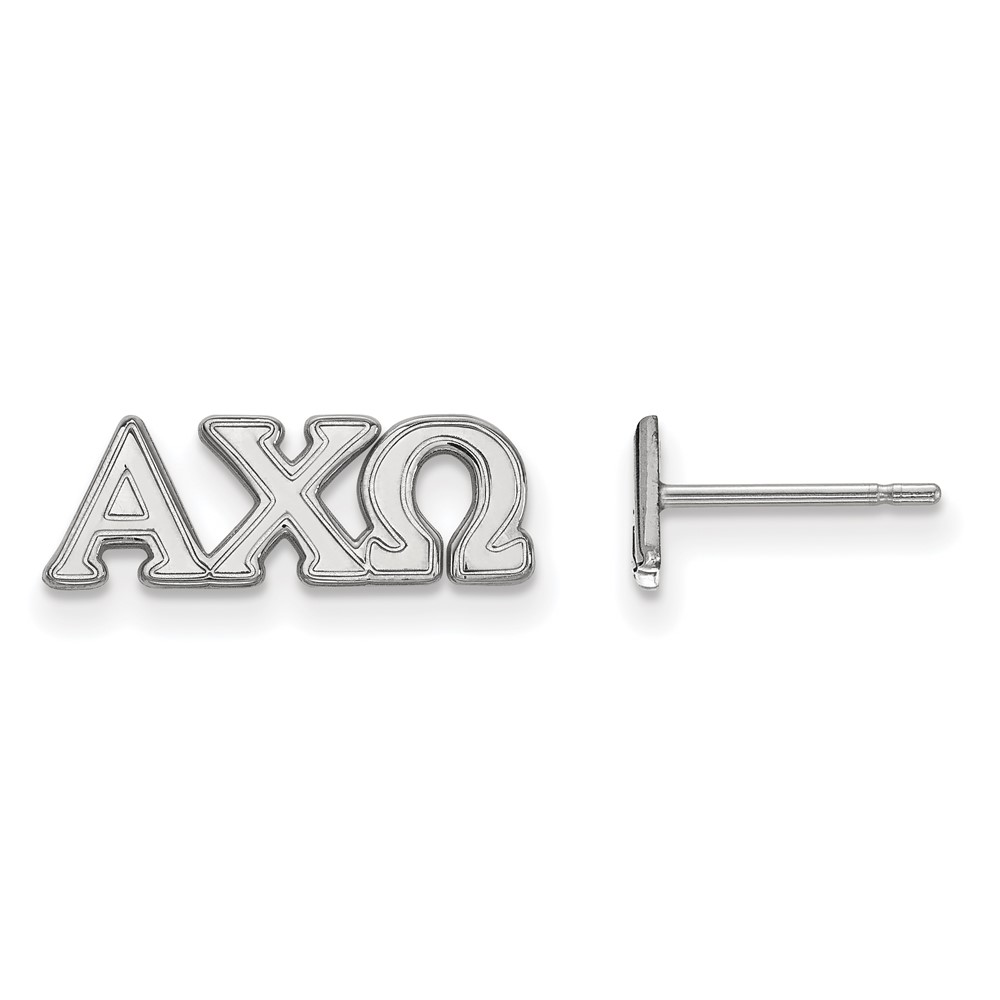 Sterling Silver Rhodium-plated LogoArt Alpha Chi Omega Sorority Greek Letters Extra Small Post Earrings