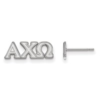 Sterling Silver Rhodium-plated LogoArt Alpha Chi Omega Sorority Greek Letters Extra Small Post Earrings view 1
