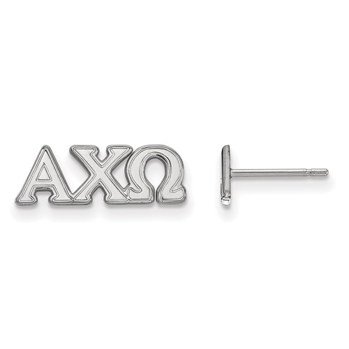 Sterling Silver Rhodium-plated LogoArt Alpha Chi Omega Sorority Greek Letters Extra Small Post Earrings