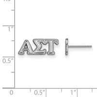 Sterling Silver Rhodium-plated LogoArt Alpha Sigma Tau Sorority Greek Letters Extra Small Post Earrings view 2
