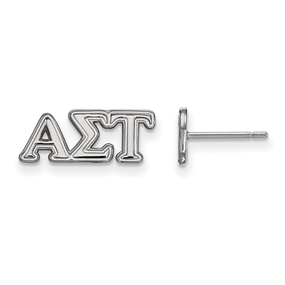 Sterling Silver Rhodium-plated LogoArt Alpha Sigma Tau Sorority Greek Letters Extra Small Post Earrings