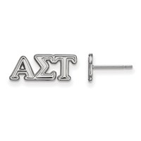 Sterling Silver Rhodium-plated LogoArt Alpha Sigma Tau Sorority Greek Letters Extra Small Post Earrings view 1