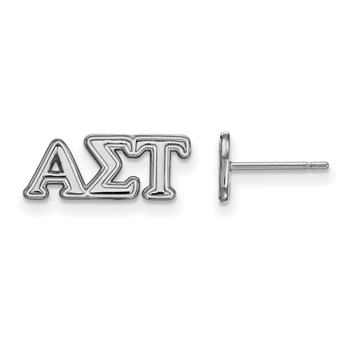 Sterling Silver Rhodium-plated LogoArt Alpha Sigma Tau Sorority Greek Letters Extra Small Post Earrings