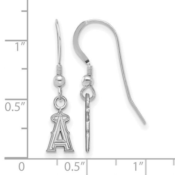 Sterling Silver Rhodium Plated Major League Baseball LogoArt Los Angeles Angels Dangle Earrings